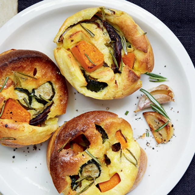 Roasted Garlic and Mediterranean Vegetables Yorkshire Puddings