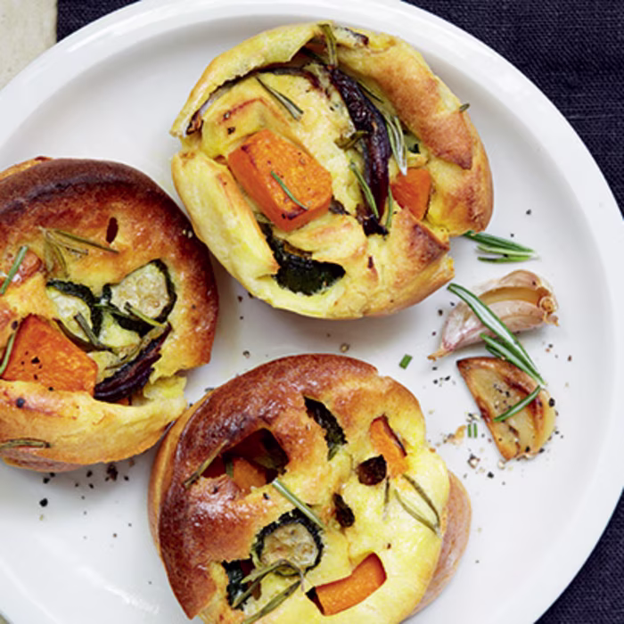 Roasted Garlic and Mediterranean Vegetables Yorkshire Puddings