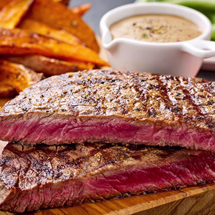 Ribeye Steak with Sweet Potato Chips and Five Peppercorn Sauce