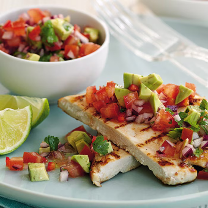 Griddled Chicken with Avocado and Lime Salsa