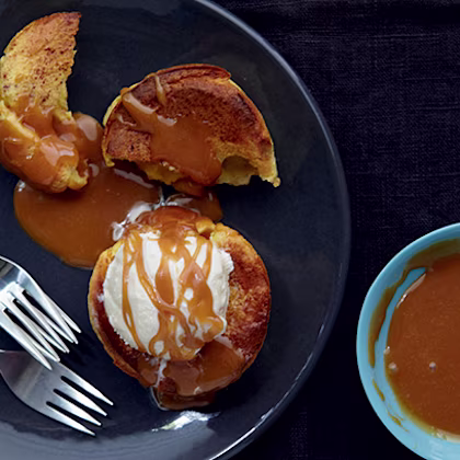 Sweet Yorkshire Puddings with Ice Cream and Salted Caramel Sauce