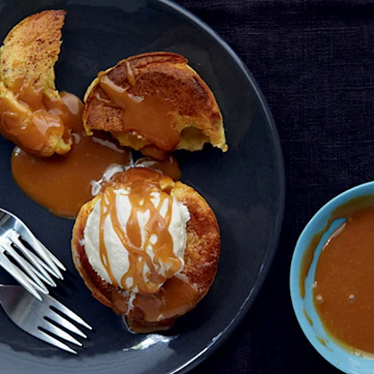 Sweet Yorkshire Puddings with Ice Cream and Salted Caramel Sauce