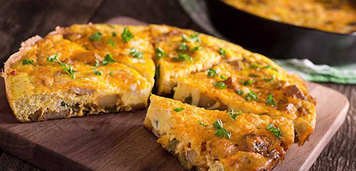 Potato frittata sliced