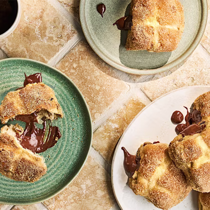 Hot Cross Bun Chocolate Custard Doughnuts