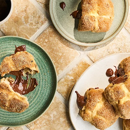 Hot Cross Bun Chocolate Custard Doughnuts