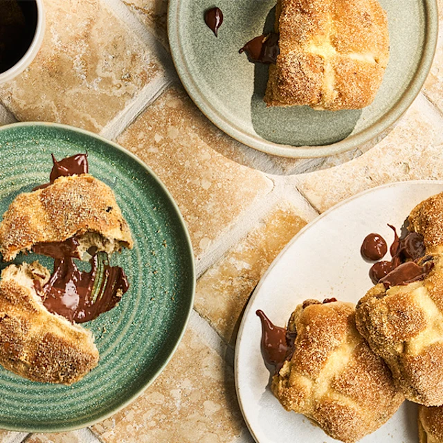 Hot Cross Bun Chocolate Custard Doughnuts