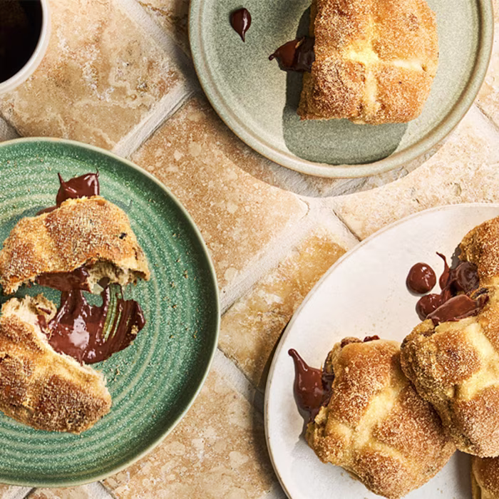 Hot Cross Bun Chocolate Custard Doughnuts