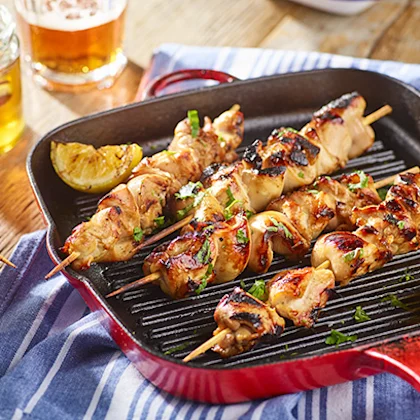 Beer and Honey BBQ Chicken Skewers