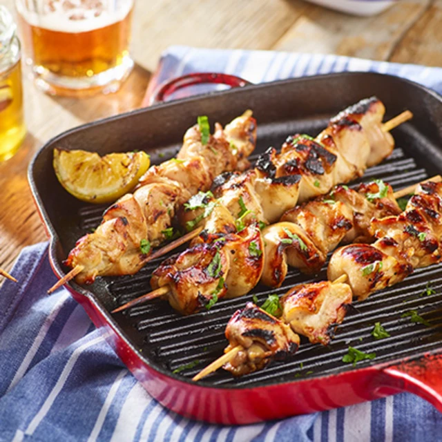 Beer and Honey BBQ Chicken Skewers