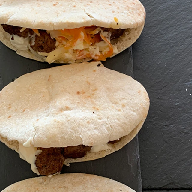 Spicy Veggieball Stuffed Pittas