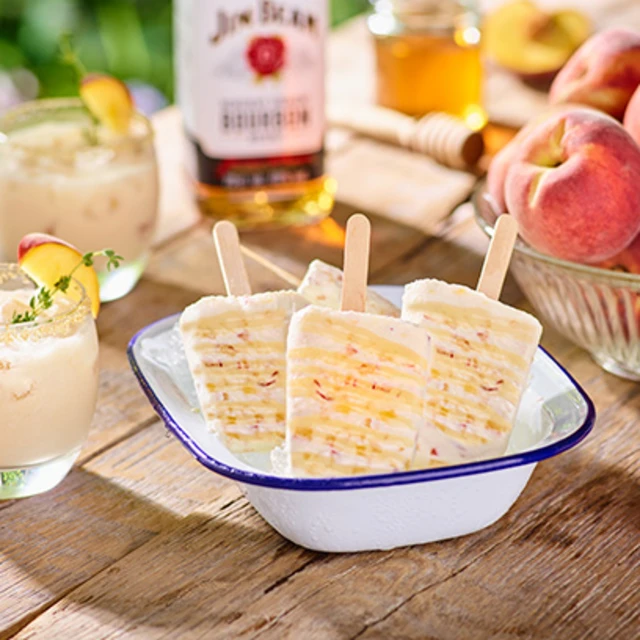 Bourbon-spiced Peaches and Cream Lollies