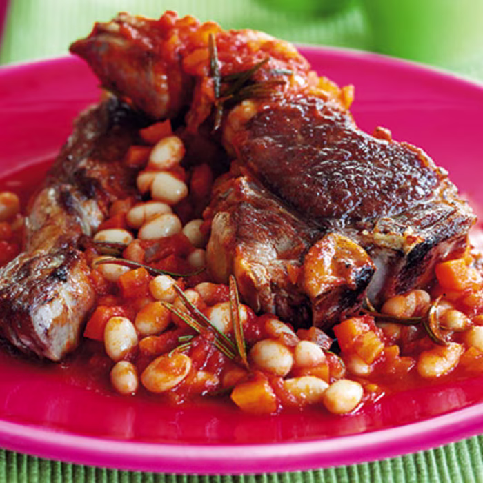 Lamb Chops with Rosemary Beans