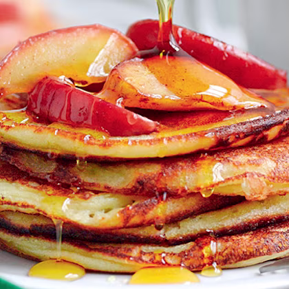 Buttermilk Pancakes with Apple, Cinnamon and Golden Syrup