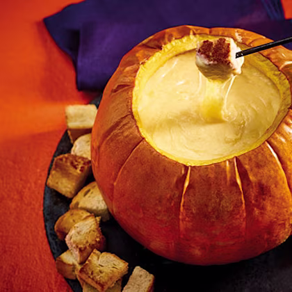 Witches Cauldron Roasted Pumpkin Cheese Fondue