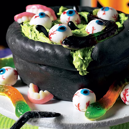 Eyeball Cauldron Halloween Cake
