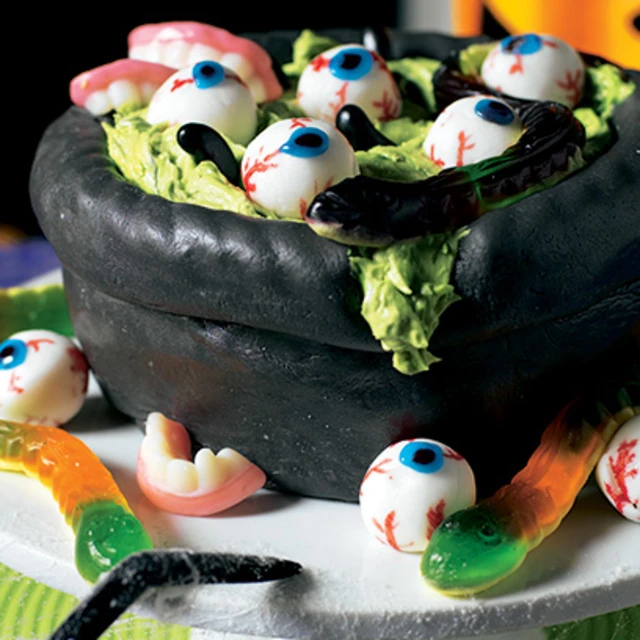Eyeball Cauldron Halloween Cake