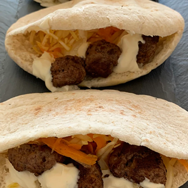 Spicy Meatball Stuffed Pittas