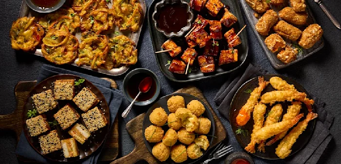 assorted party food dishes