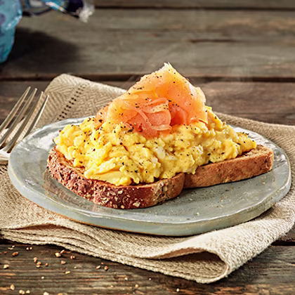 Scrambled egg and Smoked Salmon on Toast