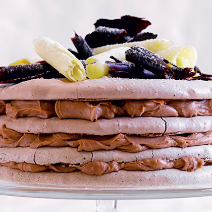 Spiced Chocolate and Hazelnut Meringue Gateau