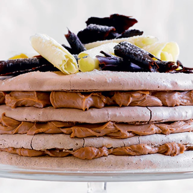 Spiced Chocolate and Hazelnut Meringue Gateau