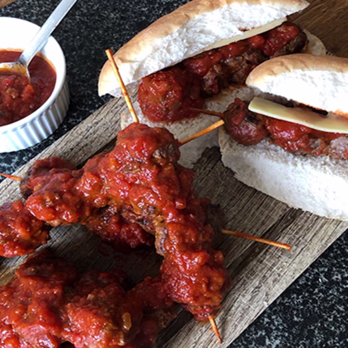 Meatball Kebabs with Tomato Sauce