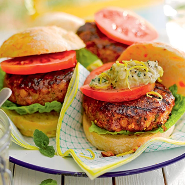 Moroccan-spiced Lamb Burgers with Baba Ganoush