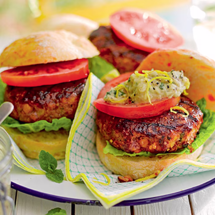 Moroccan-spiced Lamb Burgers with Baba Ganoush