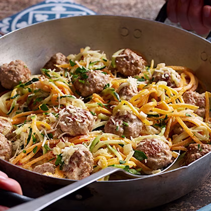 Meatballs with Vegetable Ribbons