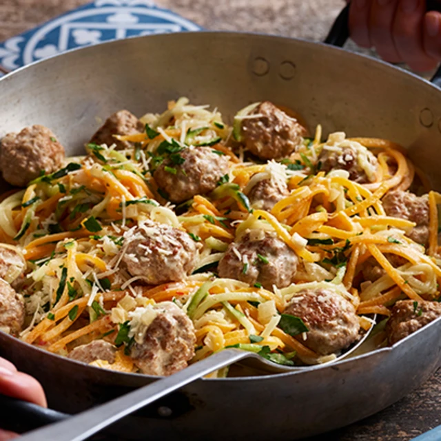 Meatballs with Vegetable Ribbons