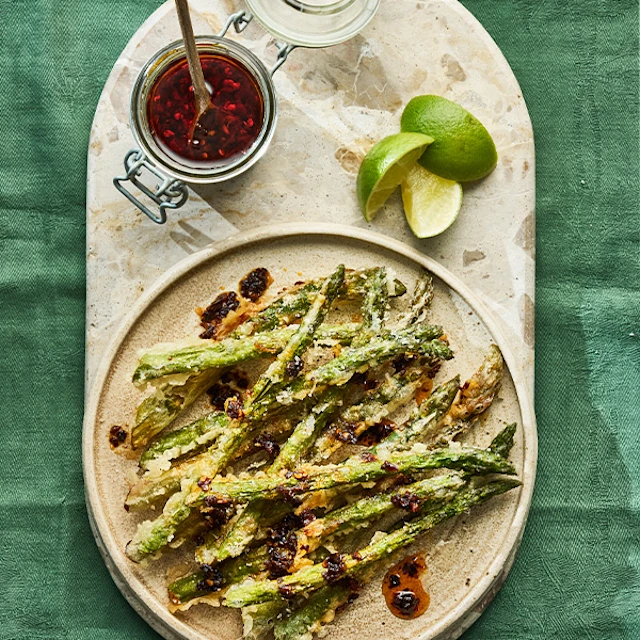 Asparagus Tempura with Crispy Chilli Oil Dressing