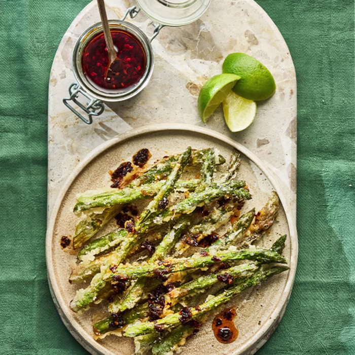 Asparagus Tempura with Crispy Chilli Oil Dressing