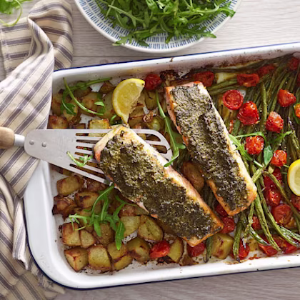 Pesto Salmon Traybake