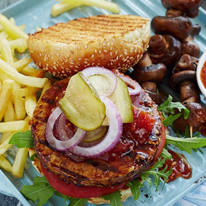 Traditional Burgers with Sweet Tomato Relish