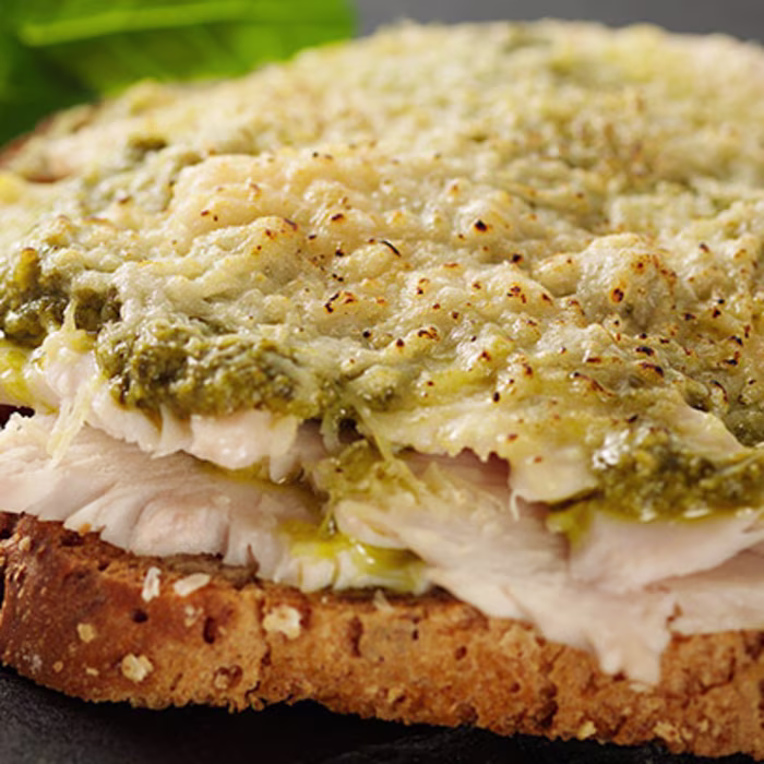 Chicken and Pesto Open Toastie