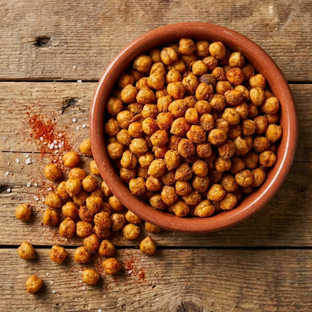 golden crunchy chickpeas in a bowl