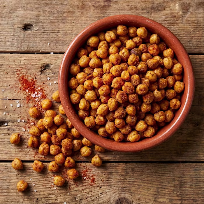 golden crunchy chickpeas in a bowl