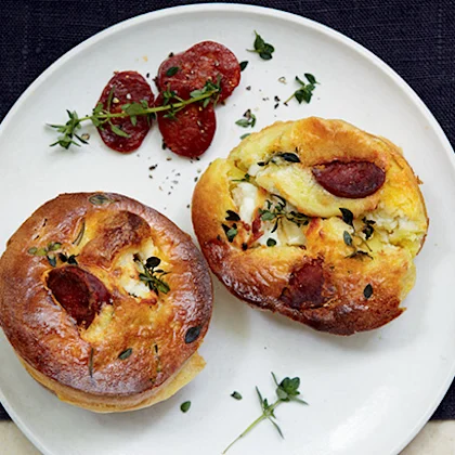 Crispy Chorizo, Goat's Cheese and Thyme Yorkshire Puddings