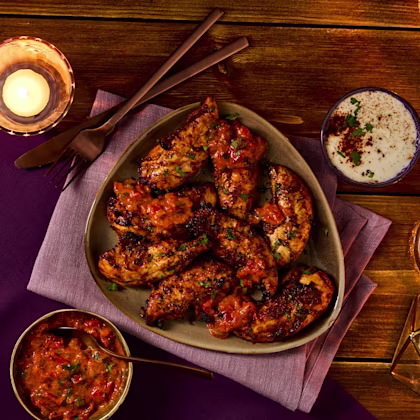 harissa chicken with dip