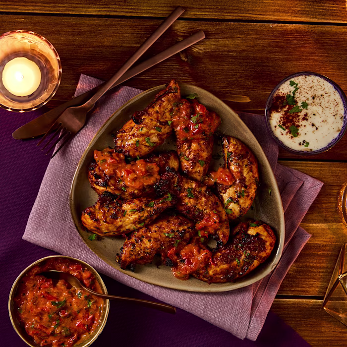 harissa chicken with dip
