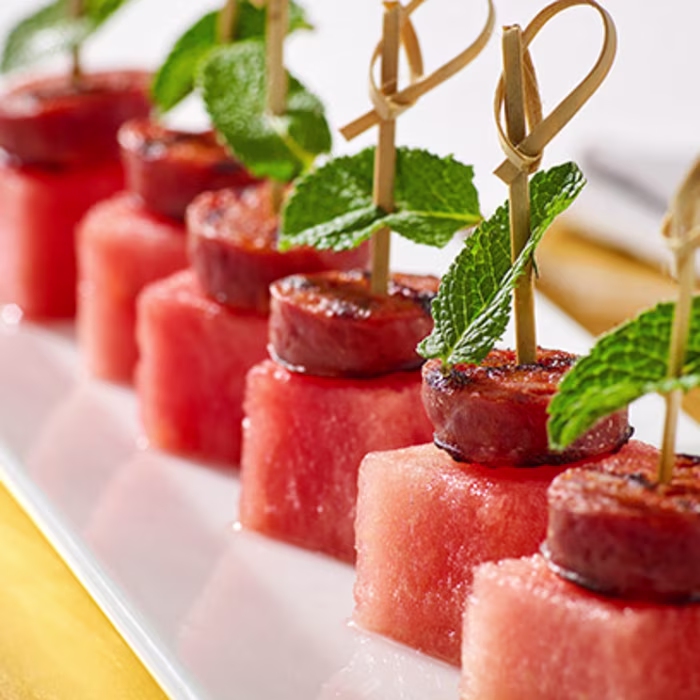 Chorizo and Watermelon Canapés