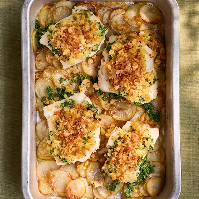 Garlic & Herb Cod ‘Kiev’ Traybake