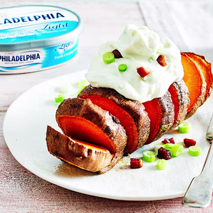 Philadelphia Loaded Sweet Potato Hasselbacks