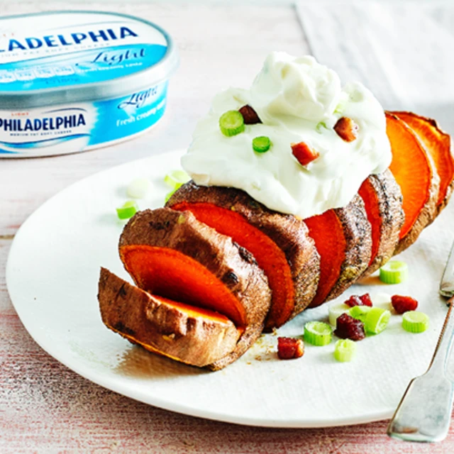 Philadelphia Loaded Sweet Potato Hasselbacks