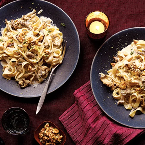 Creamy Wild Mushroom and Walnut Pasta - For Farmers