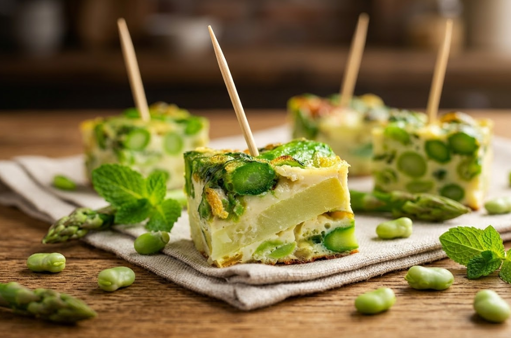 Asparagus, Broad Bean and Mint Frittata