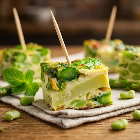 Asparagus, Broad Bean and Mint Frittata