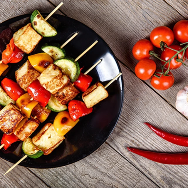 Marinated BBQ Halloumi Kebabs