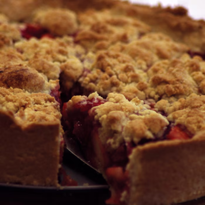 Slump Topped Apple and Raspberry Pie