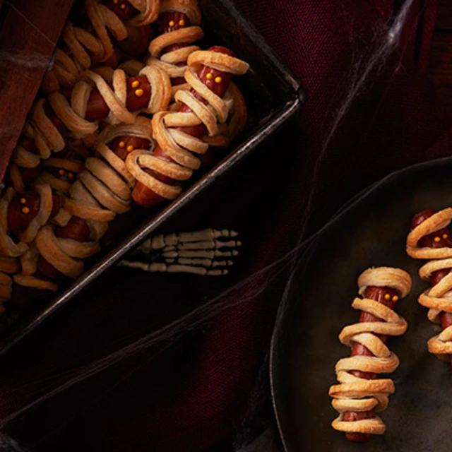 Hotdog Mummies with a Mustard Dip